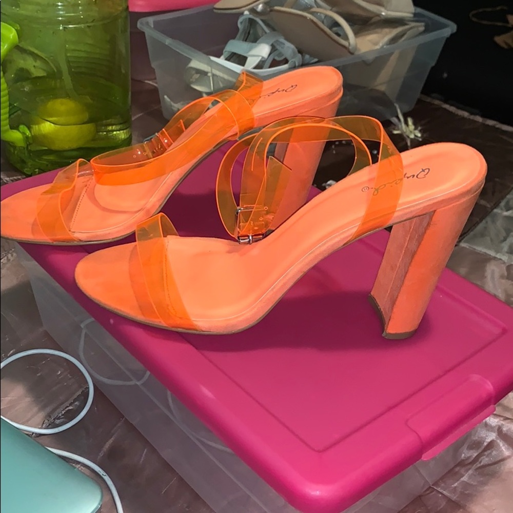 Neon orange heels